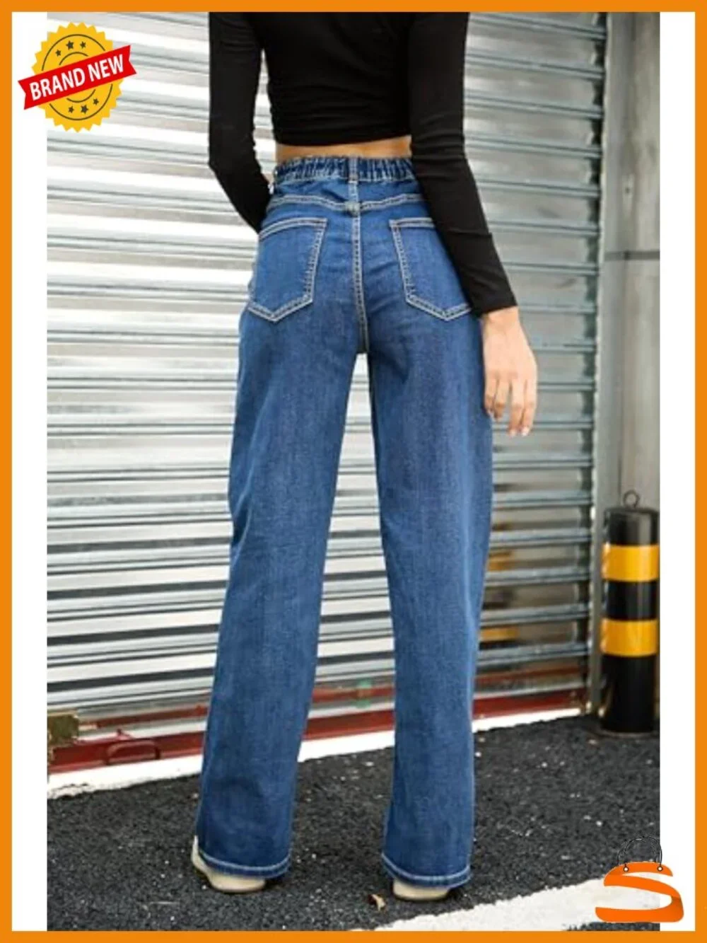 Baggy Wide Leg Jeans - Elastic High Waisted Stretchy Tummy Control Boyfriend